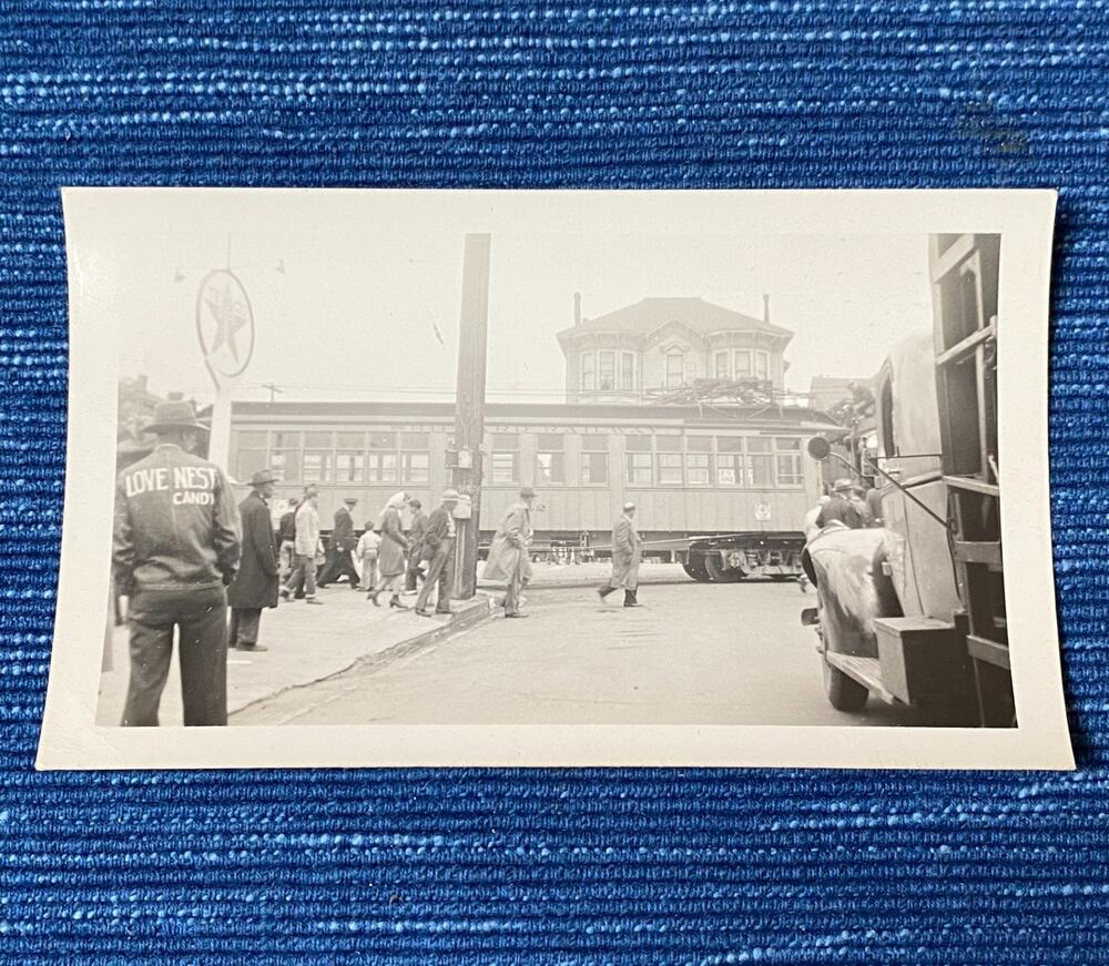WWII Richmond Shipyard Railway Love Nest Candy Jacket Texaco Sign Snapshot Photo